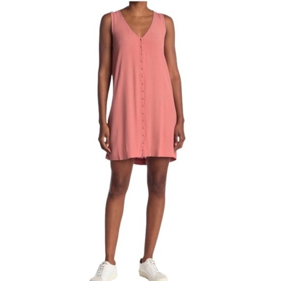 New! Madewell V-Neck Button Front Sleeveless Dress. Size 3X. Rose dust color - Picture 7 of 7